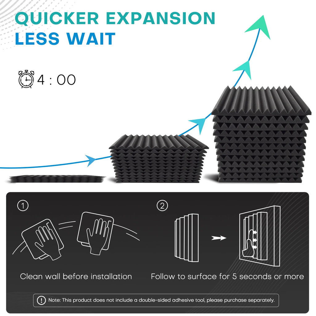 52 Pack Acoustic Foam Wall Panels 12x12x1 inch Soundproofing Acoustic Panels 12 Grooves For Low Frequency Sound For Home Studio