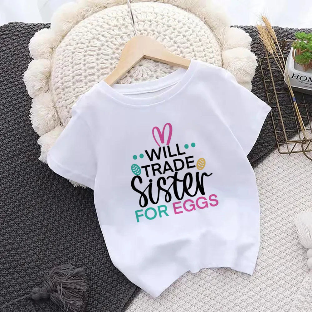 Camiseta de Pascua para Niños | Diseño Conejo | Hermanos a Juego