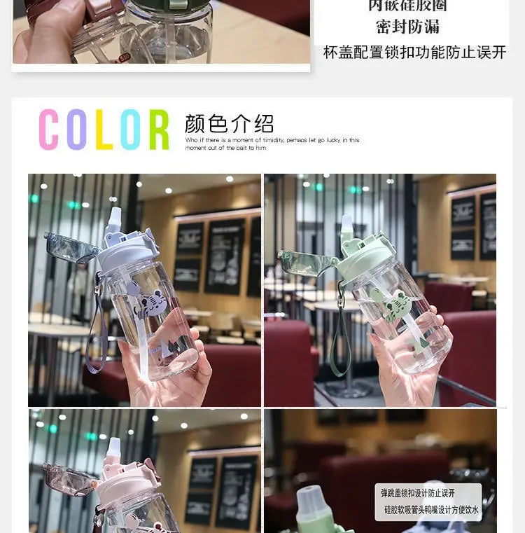 Lovely Kids Water Sippy Cup Creative Cartoon Baby Cups with Straws Leakproof Water Bottles Outdoor Childrens Cup