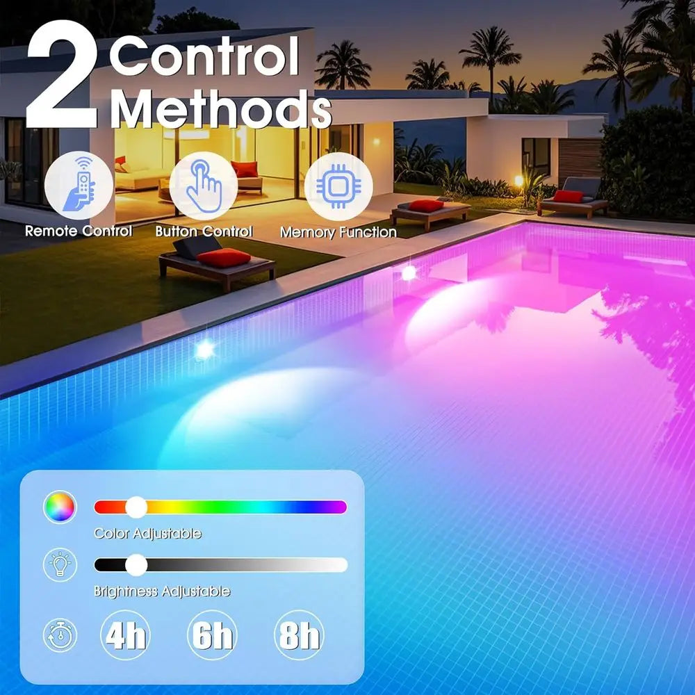 Submersible Pool Lights with Remote, High BrightnSwimming Led Pool Lights or Above Ground Pools Waterproo, 9 es Underwater Magne