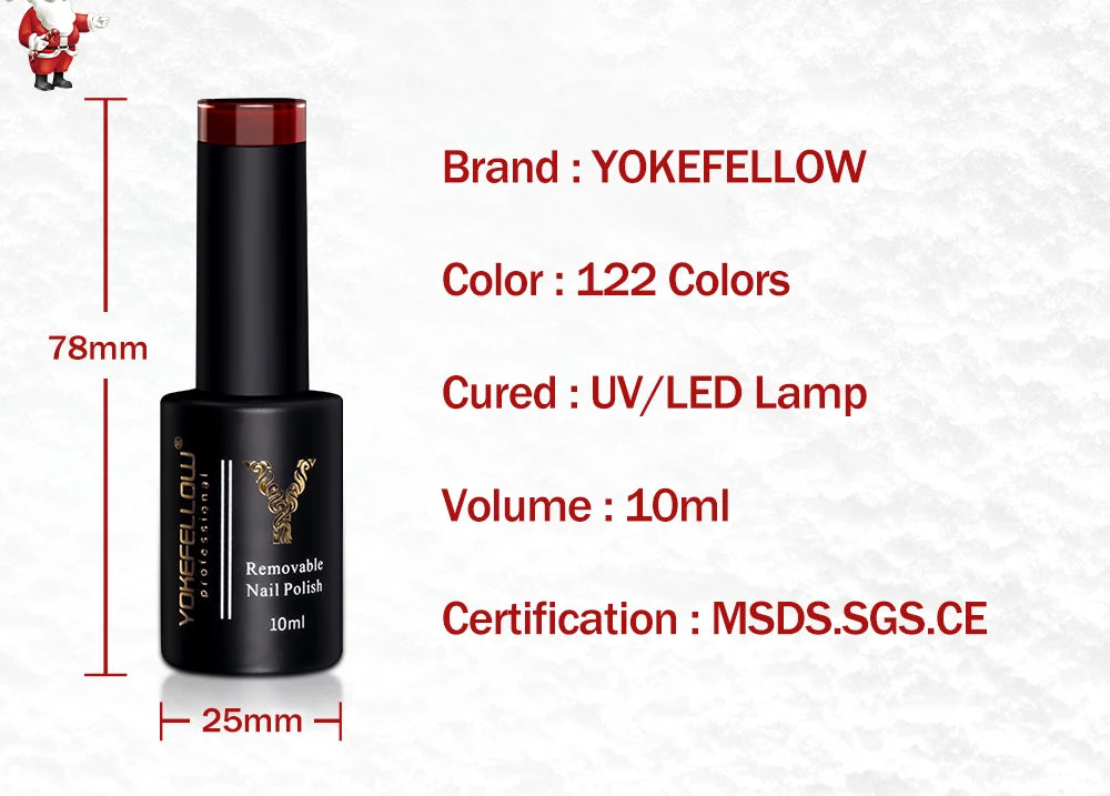 Esmalte Gel YOKEFELLOW 10ml | 122 Colores | Rojo Brillante | UV/LED Semipermanente 💅 - Firu Total Sales