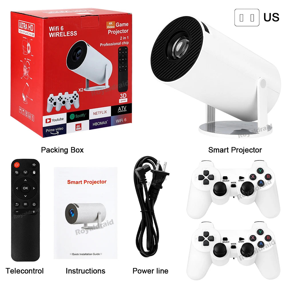 Proyector Gaming P90 Max HeroAngel | 4K 1080P | Android 11 | 19000+ Juegos | 2 Controles Inalámbricos - Firu Total Sales