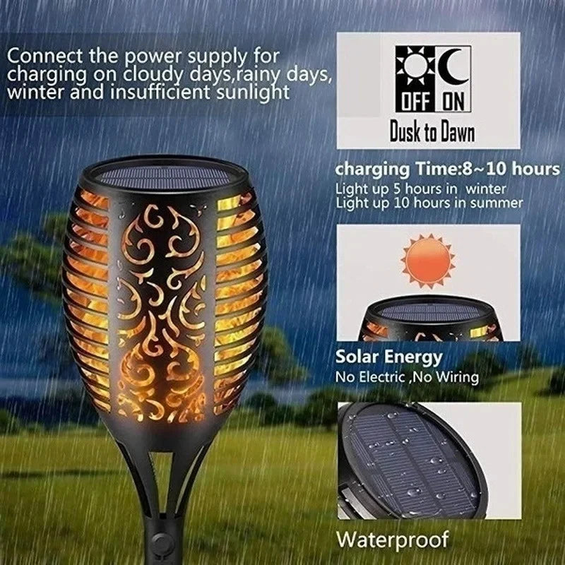 Antorcha Solar LED Efecto Llama IP65 | Decoración Jardín y Patio | 1-12pcs - Firu Total Sales