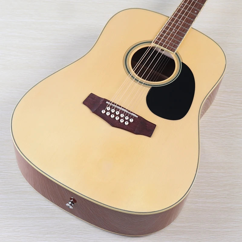 Guitarra Acústica de 12 Cuerdas 41" | Madera Spruce | Diseño Folk | Negro y Natural 🎸