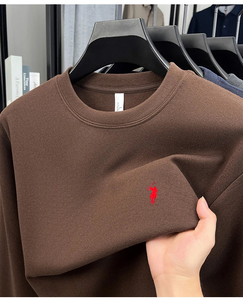 Sudadera de Lujo Manga Larga con Bordado de Pony | Casual Cuello Redondo Hombre 👔
