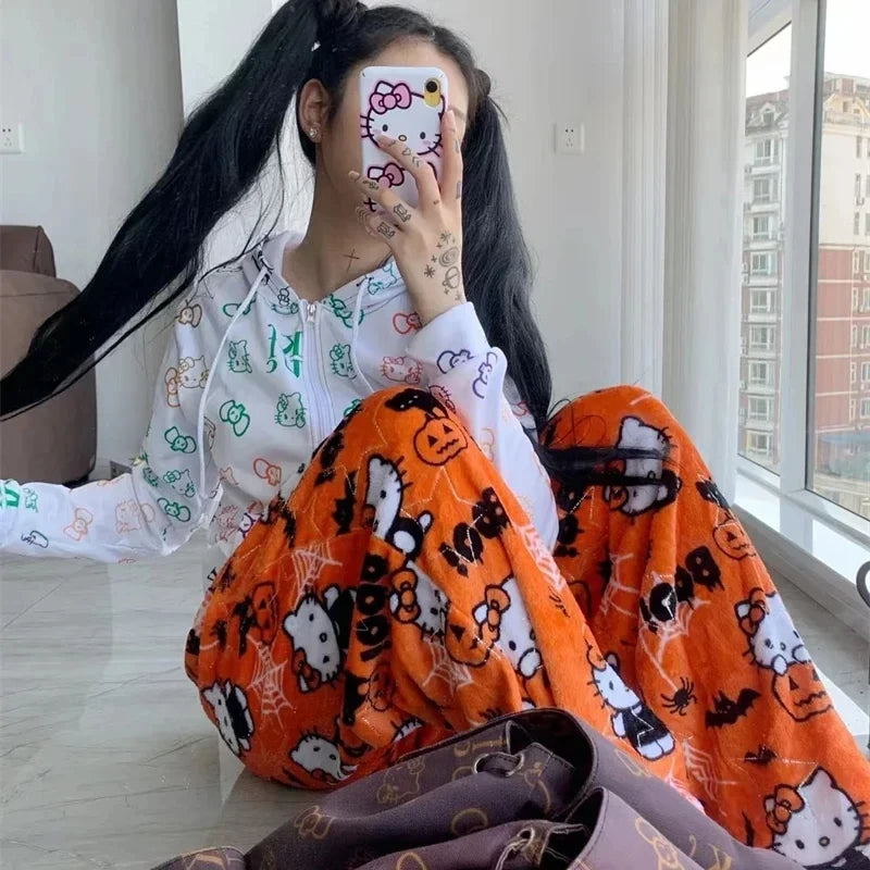 Pijama Hello Kitty Y2K para Mujer | Franela Suave | Pantalon de Casa Cartoon 💕 - Firu Total Sales