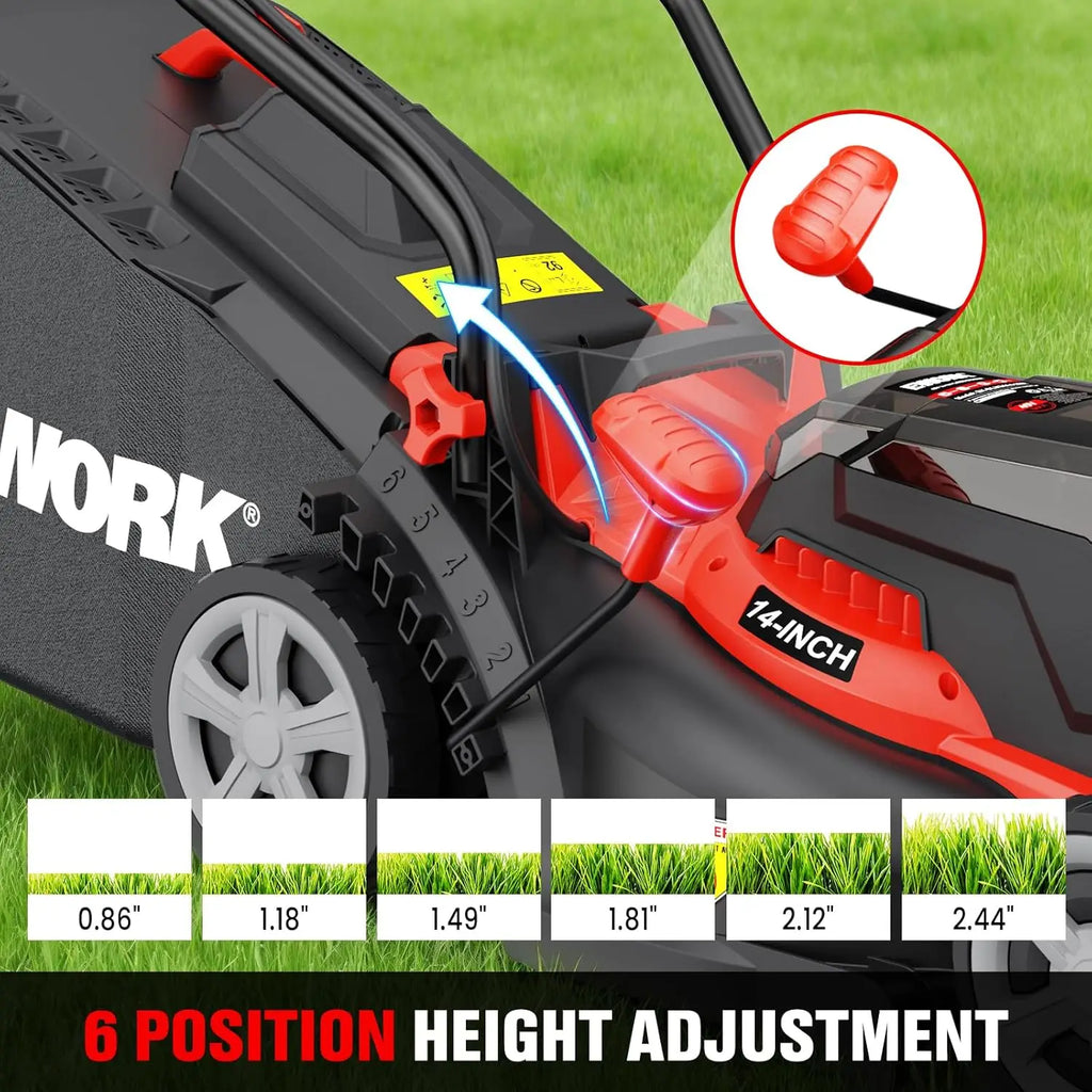 40V Cordless Lawn Mower with 2 Batteries, 14" Cutting Width, Lightweight 21lbs Design for Small Yards