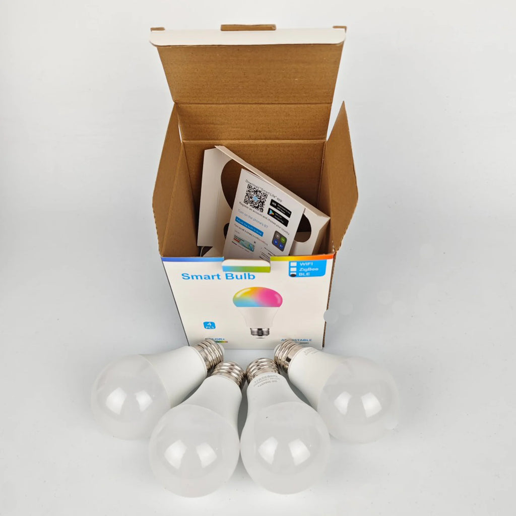 4pcs, RGBCW Smart Bulbs, Color Changing Dimmable LED Lights, Music Sync & App Control for Home Bedroom