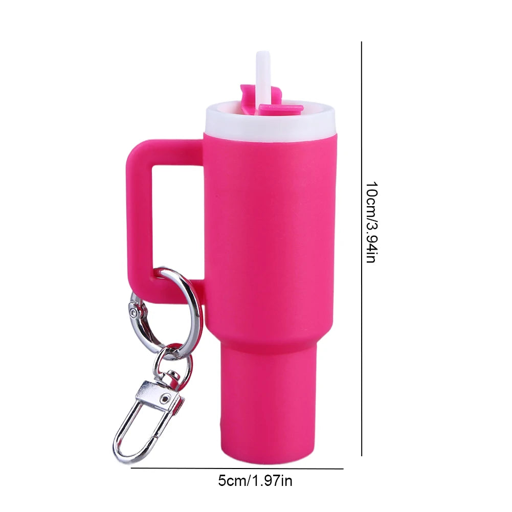 Mini Cup Keychain Lip Balm Keychain Cute Tumbler Key Ring Chapstick Holder Keychain Handbag Charms Key Ring for School Bag