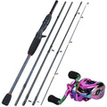 Sougayilang 5-Section Carbon Travel Fishing Rod & Baitcasting Reel | Full Kit + Carrier Bag