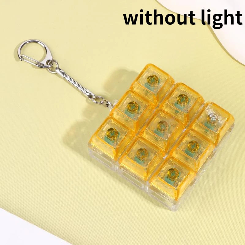 4/9 Keys Mechanical Keyboard Axis Tester LED Keyboard Key Toy Stress Relief DIY Button Keycap Fidget Keychain Toys Gift