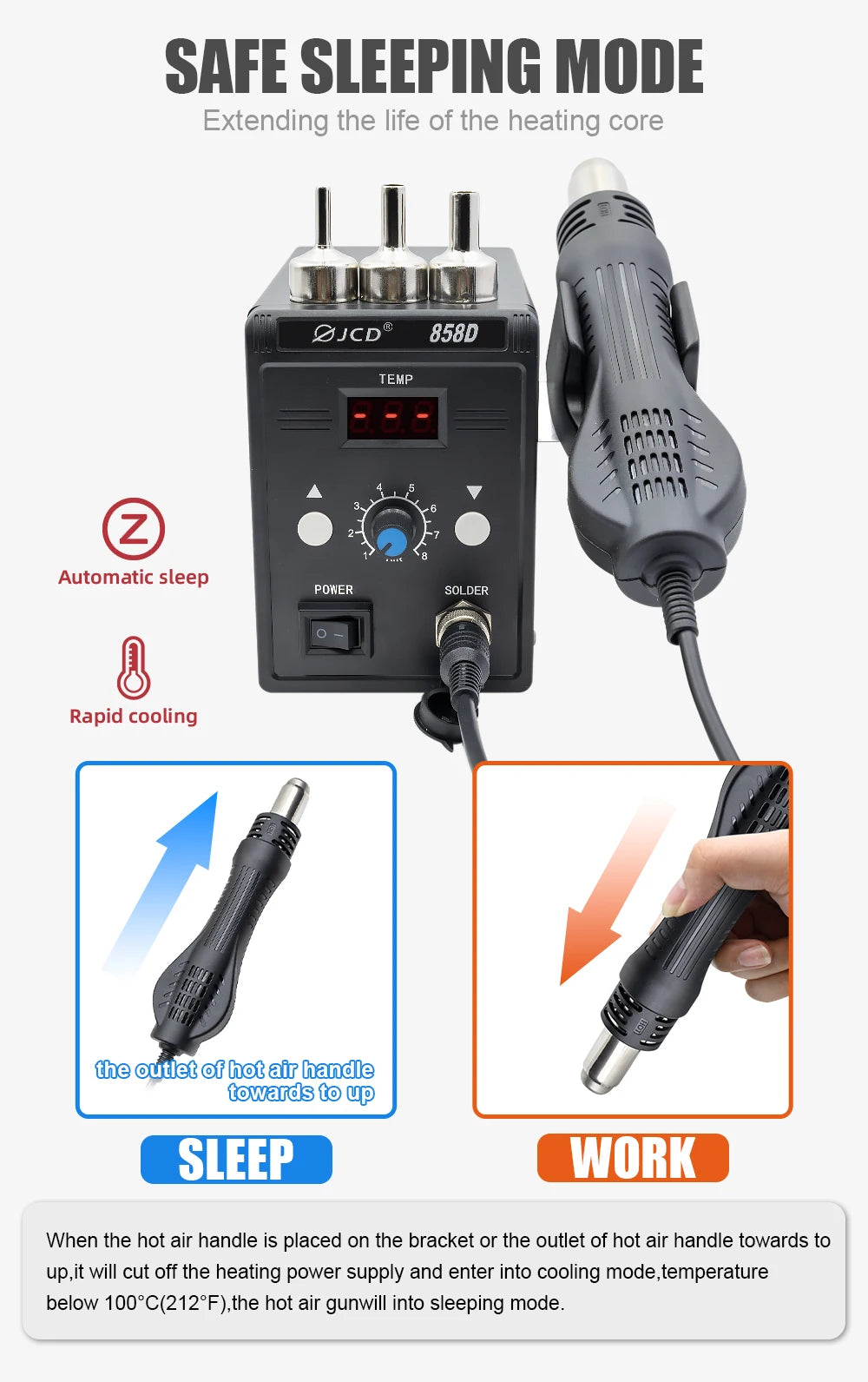 JCD 8208 Heat Gun Micro Soldering Station 750W Soldering Hot Air Gun LCD Digital Hair Dryer For BGA IC Welding Repair Tools