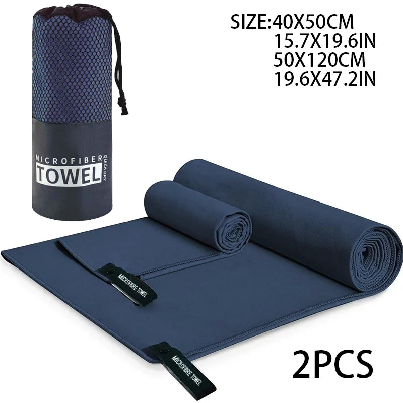 2-pcs Microfibre set sports towel fitness swimming towel body bath towel canbeused for yoga running camping beach WashclothTowel