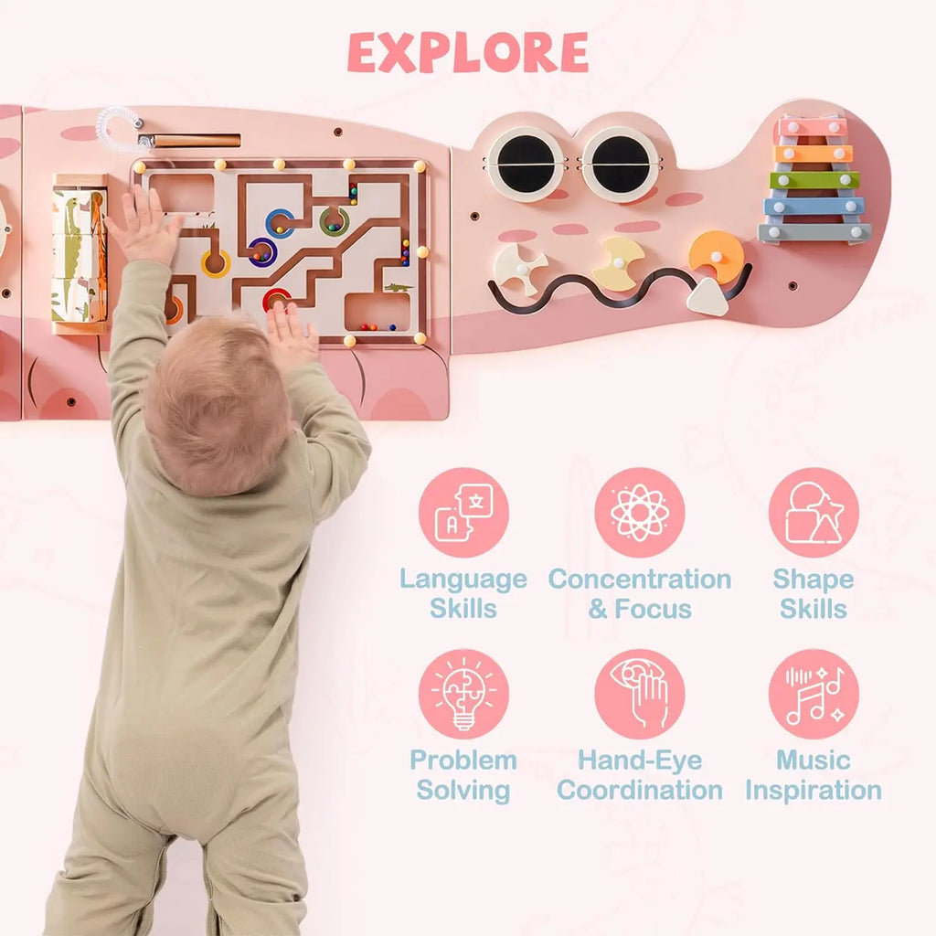 Wooden Busy Board Montessori – Wall Activity Centre