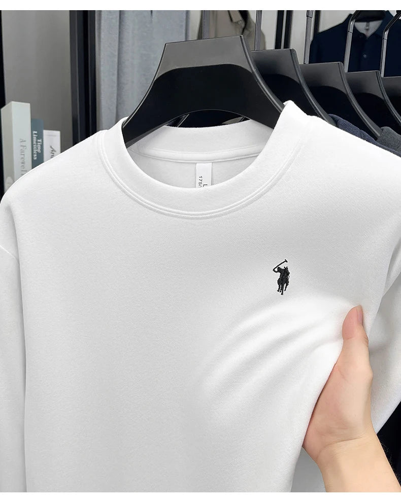Sudadera de Lujo Manga Larga con Bordado de Pony | Casual Cuello Redondo Hombre 👔