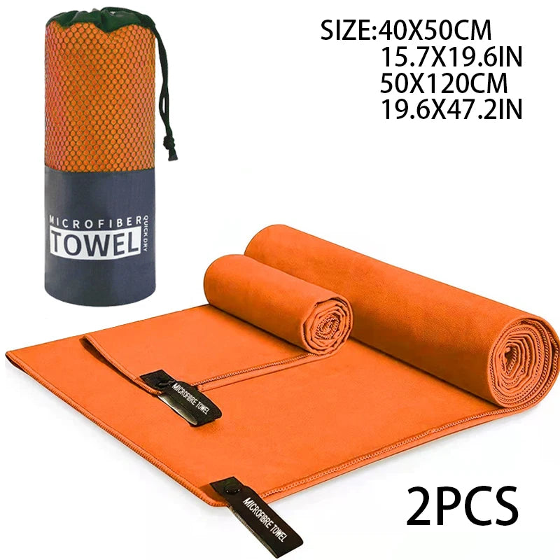 2-pcs Microfibre set sports towel fitness swimming towel body bath towel canbeused for yoga running camping beach WashclothTowel