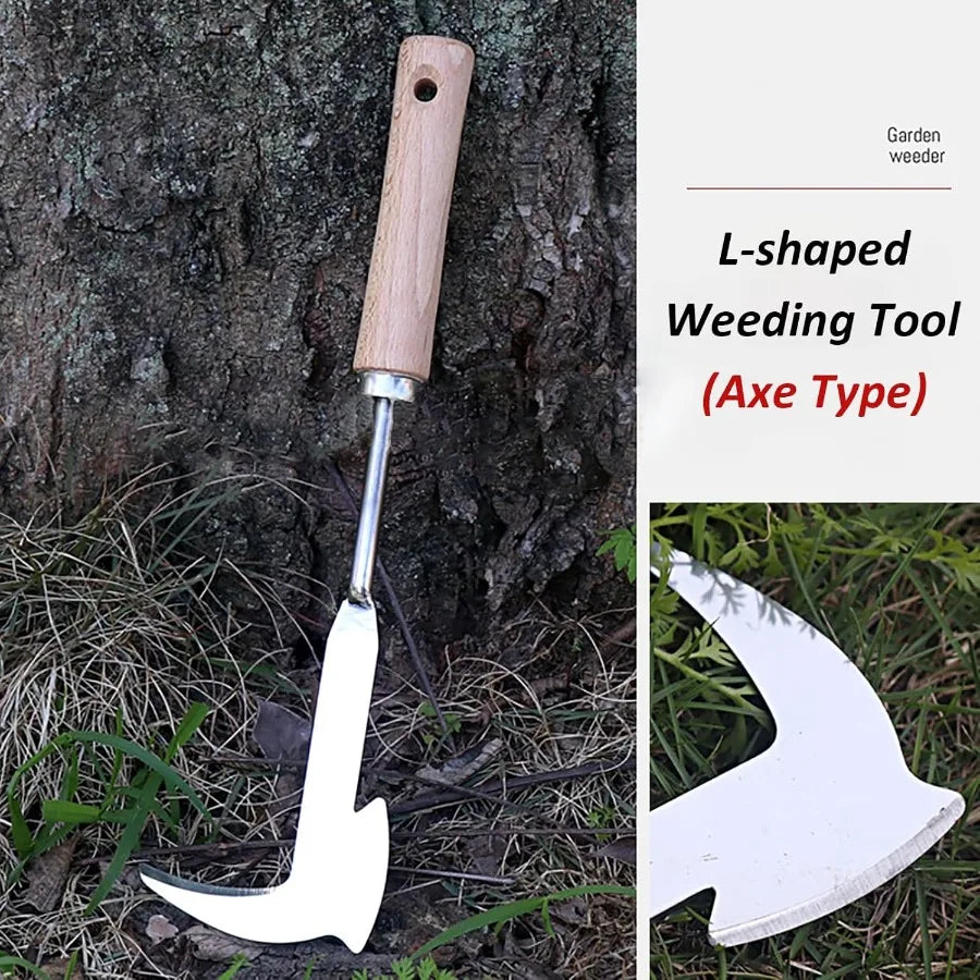 Manual Stainless Steel Weed Puller Tool with Axe Shape for Efficient Lawn Care Vegetable Garden Maintenance and Farm Planting A