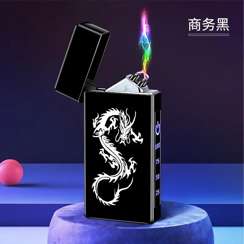 Windproof Electric Arc Metal Smoking Lighter Plasma Flameless Rechargeable USB Cigarette Lighter LED Digital Touch Lighters Gift