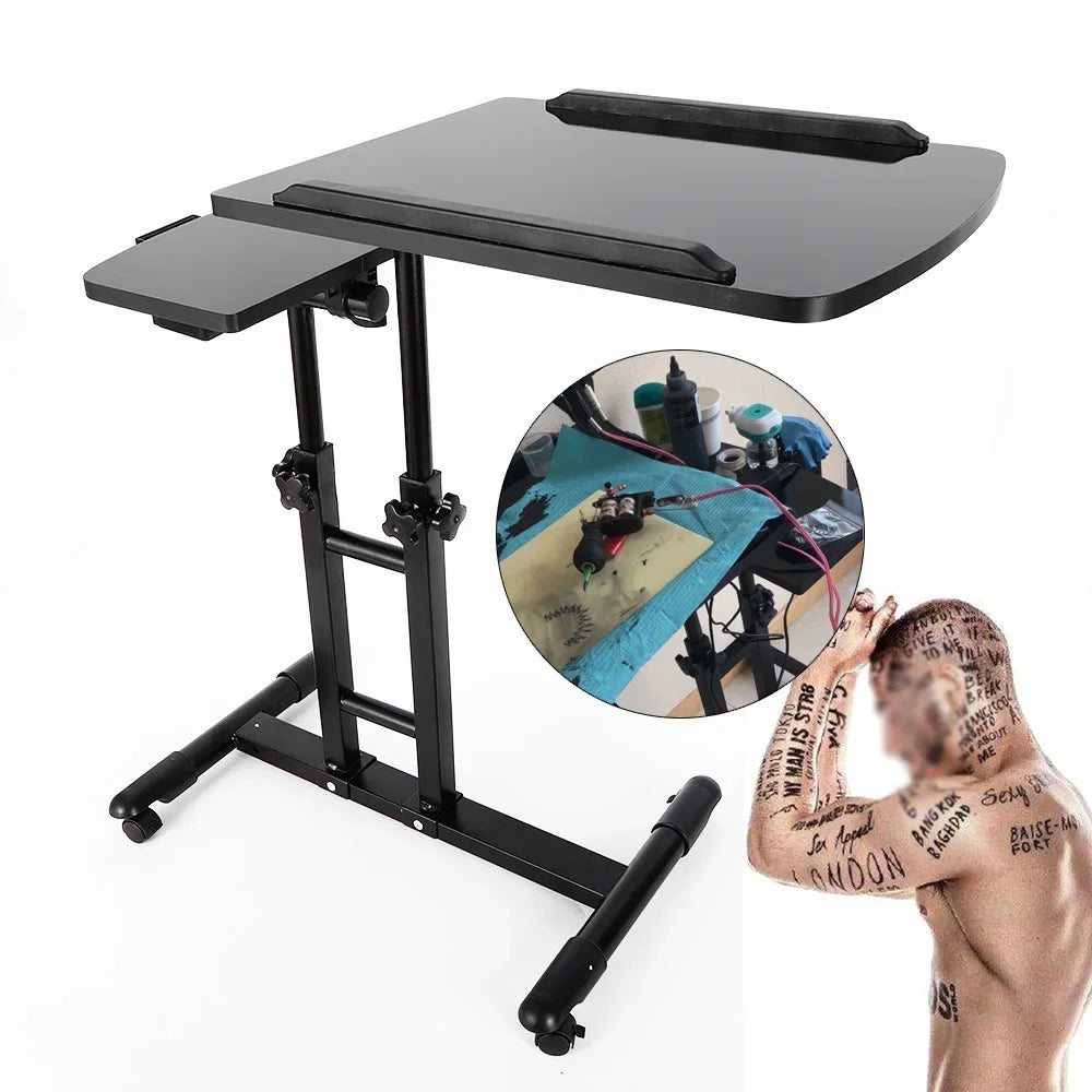 Portable Tattoo Workstation with Adjustable Table Dual Surface Design Iron and High-Density Board Impact-Resistant
