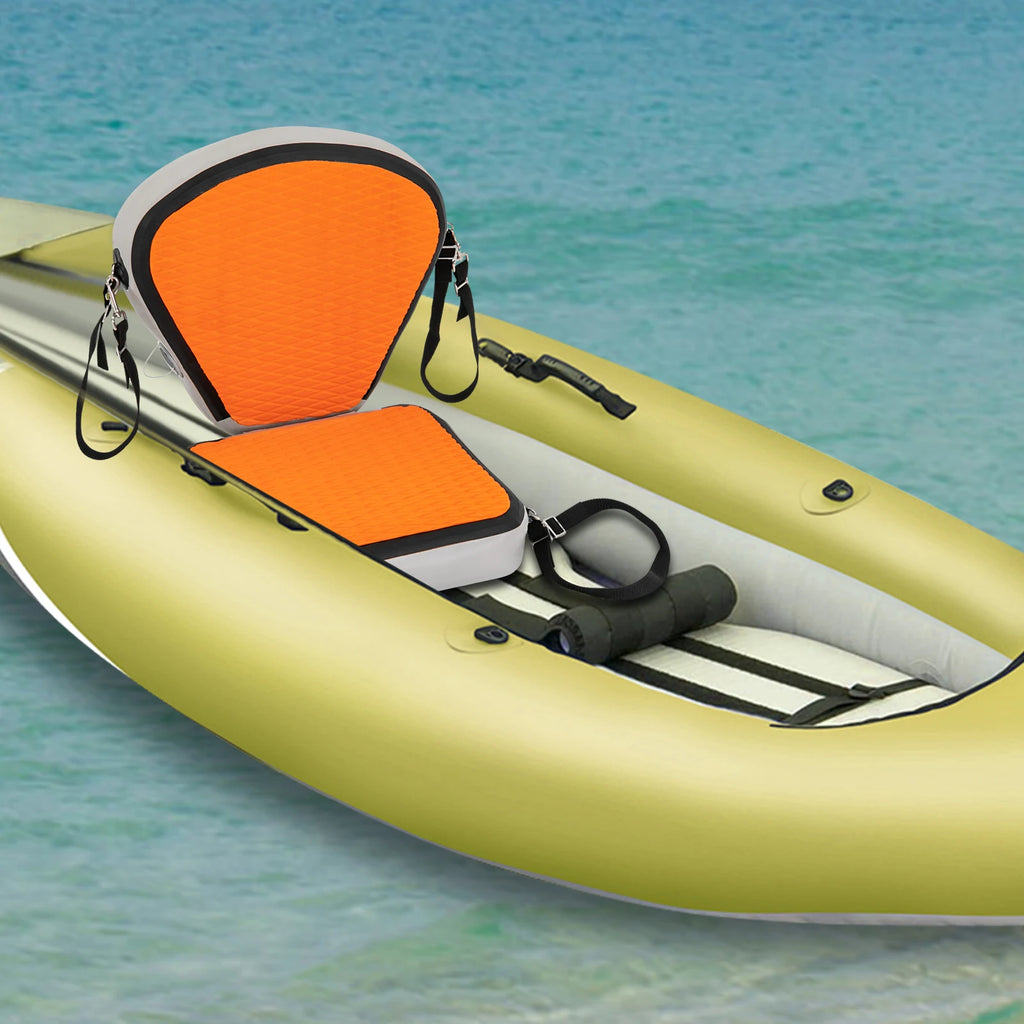 Kayak Seat, Inflatable Portable Thicken Cushion Padded with Back Support Adjustable Strap for Canoeing Drifting Rafting Fishing