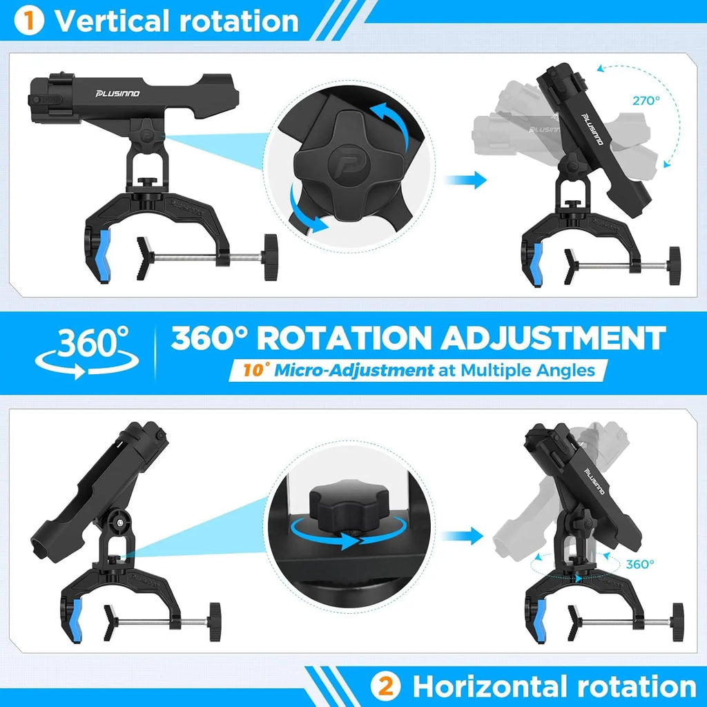 Dual-V Shaped Fishing Rod Holders for Boats, Enlarge Clamp Fits Round/Square Tubes, Fishing Gear Gifts