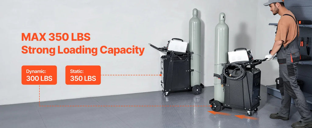 SucceBuy Welding Cart 2 Drawers Welder Cart Heavy Duty Welding Workbench Table with 360° Swivel Wheels Safety Chains Mig Welder