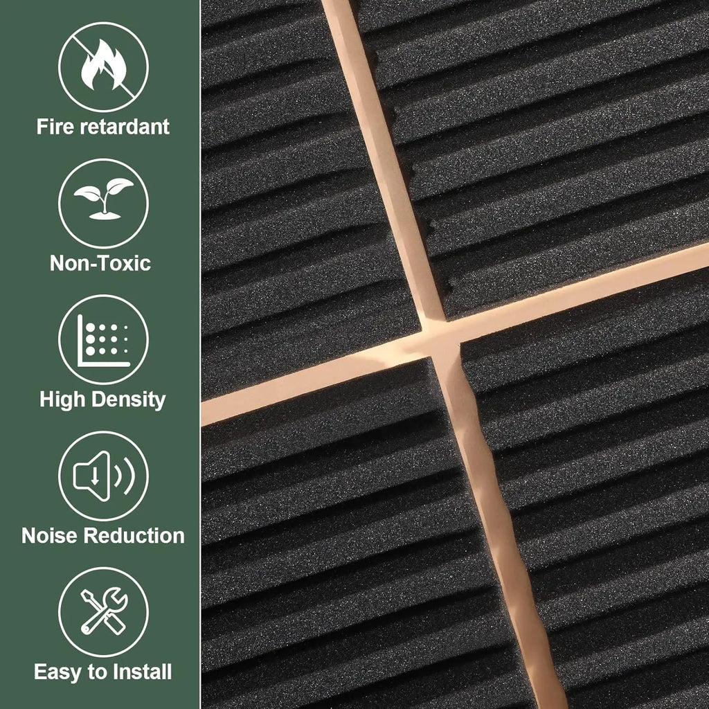 50 Pack High Density Acoustic Foam Panels, 2"x12"x12", Sound Absorbing for Studio, Office & Home