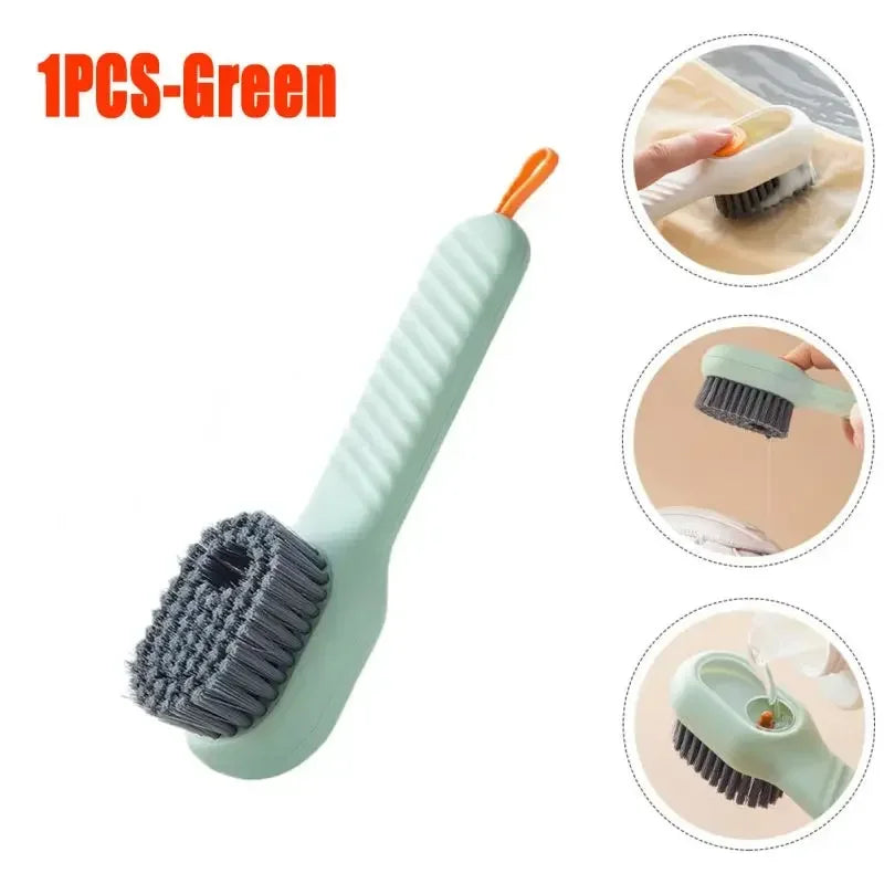 Household Shoe Cleaning Brush With Soap Dispenser Soft Hard Bristle Kitchen Scrubber Multitool For Carpet Bathroom Sneakers