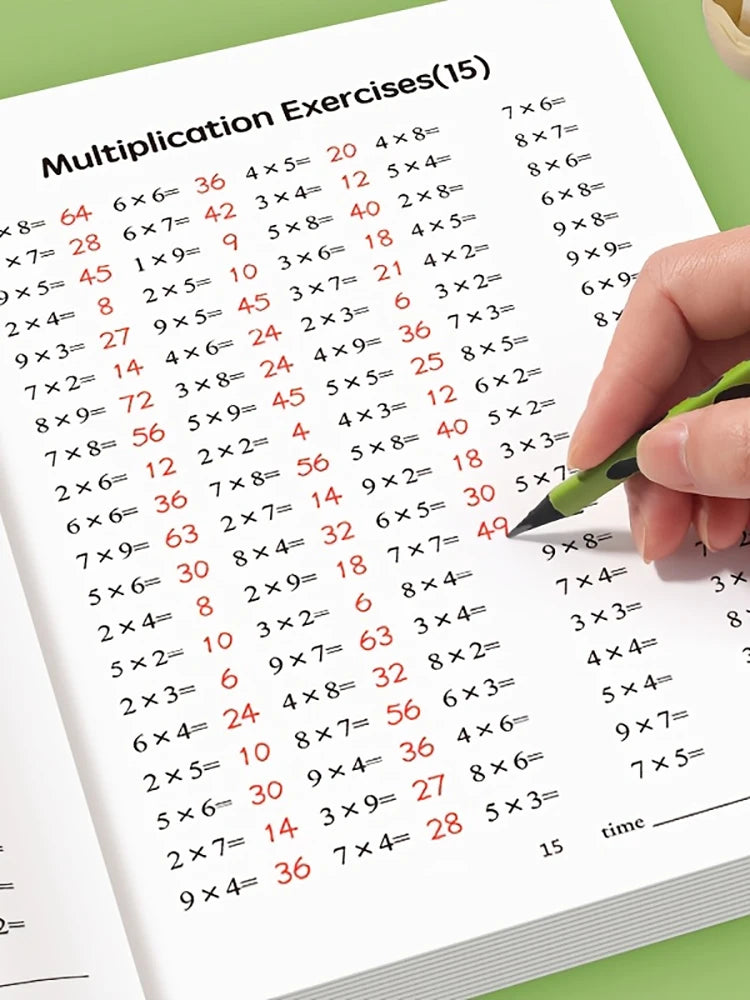 48-Page Multiplication and Division Practice Book for Children Aged 3 and Above - Durable Paper Arithmetic Exercise Book with Handwriting Practice, Perfect for School Supplies, Math Learning Tools, and Christmas Gifts, Multip