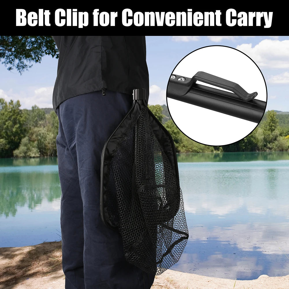Collapsible Fishing Landing Net with Telescoping Pole Handle Extend to 190cm 100cm 80cm Fishing Net For Saltwater Freshwater