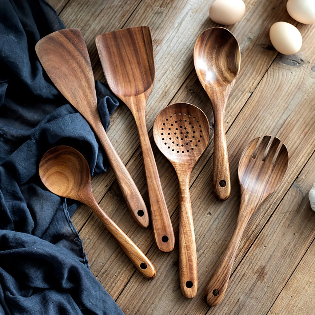 Wood Kitchenware Cooking Set Household Spatula Spoon Set Salad Spoon Fork Stirring Spoon Kitchen Baking Set