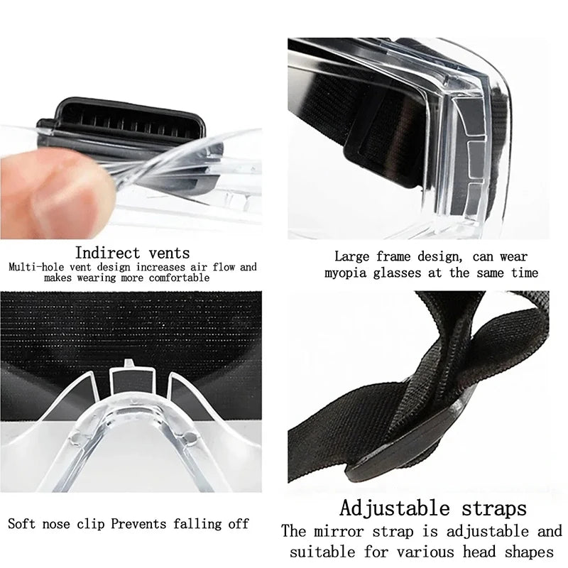 Safety Antifog Protective Goggles Safe Anti-Splash Wind-Proof Work Glasses Industrial Research Lab Cycling Riding Clear Goggles