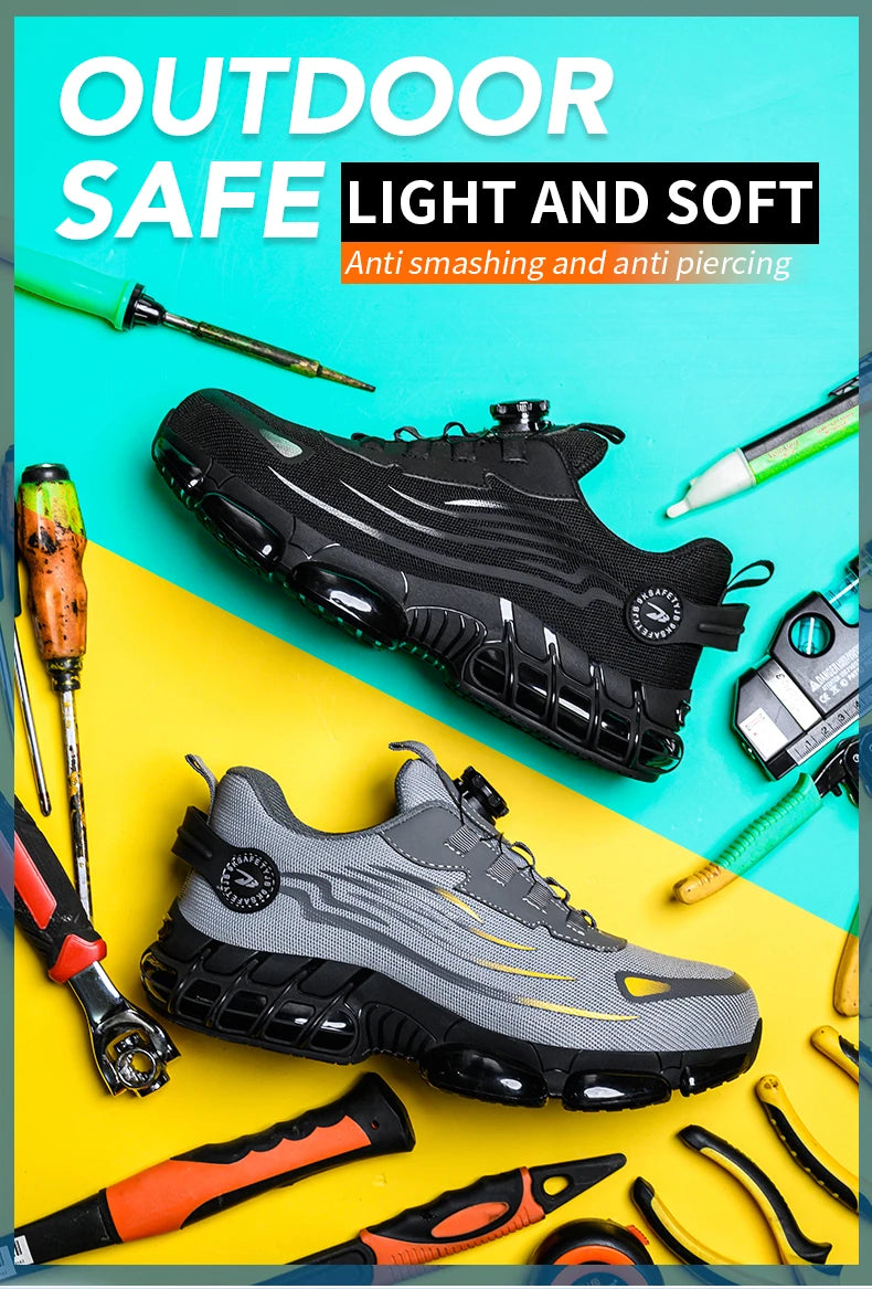 Zapatos de Seguridad Transpirables | Sin Cordones | Suela Blanda | Antipinchazos | Antiaplastad