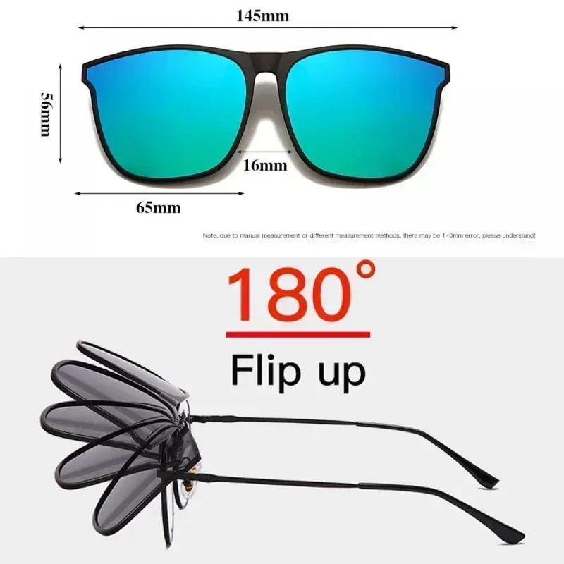 Polarized Clip On Sunglasses Men Photochromic Car Driver Goggles Night Vision Glasses Anti Glare Vintage Square Glasses Oculos