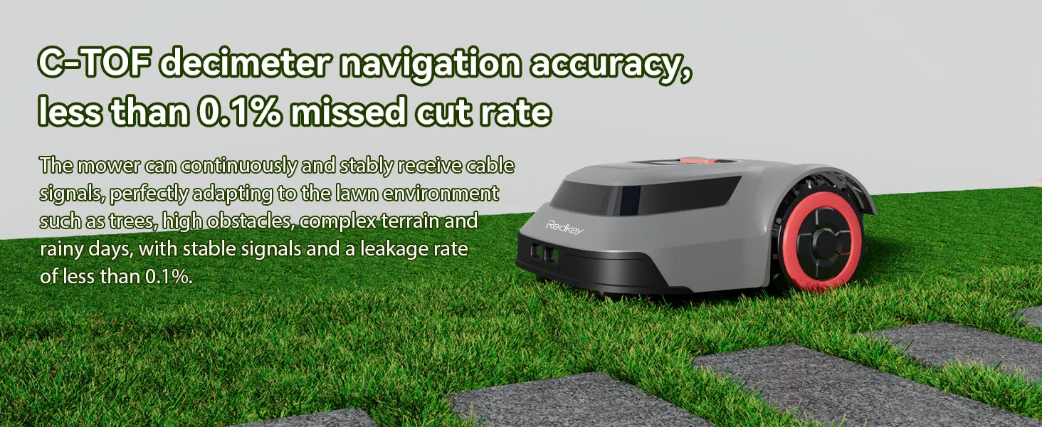 C-TOF Robot Lawn Mower Redkey MGC1000 Lawn Mower Robot Cable Break Detection Climbing Capacity 45% App Control Mowing Robot