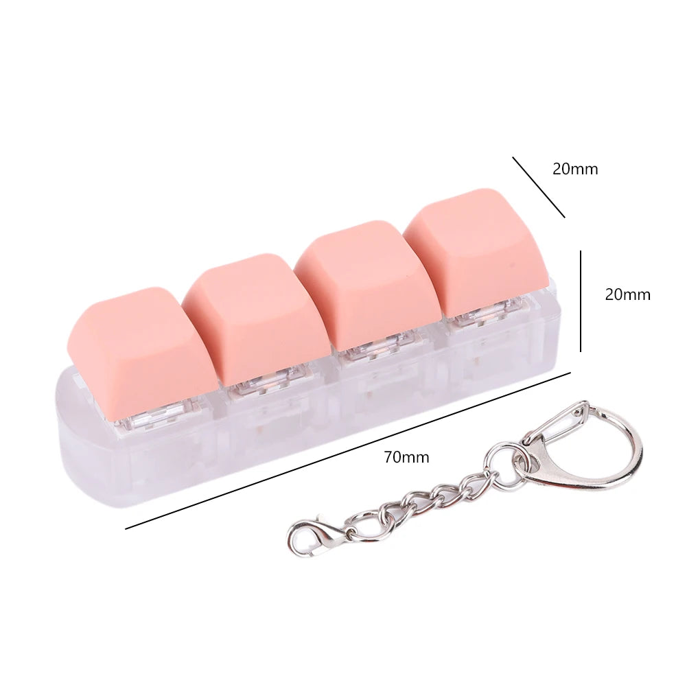 4 Keys Button Keycap Fidget Keychain Keyboard Key Toy Keyboard Clicker Toy Keyboard Cube Toy for Adult Gifts To Relief Pass Time