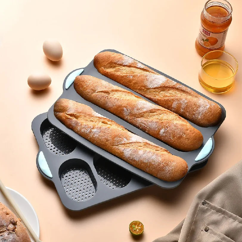 Molde de Silicona Antiadherente para Pan y Salchicha | 3 y 8 Cavidades | Horno 🍞