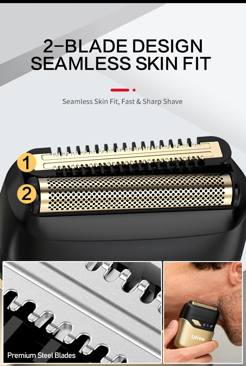 Ufree Foil Shaver for Men, Upgraded Electric Razor, Rechargeable Mens Shaver with 4 Floating Blades, LED Display USB-C Travel R