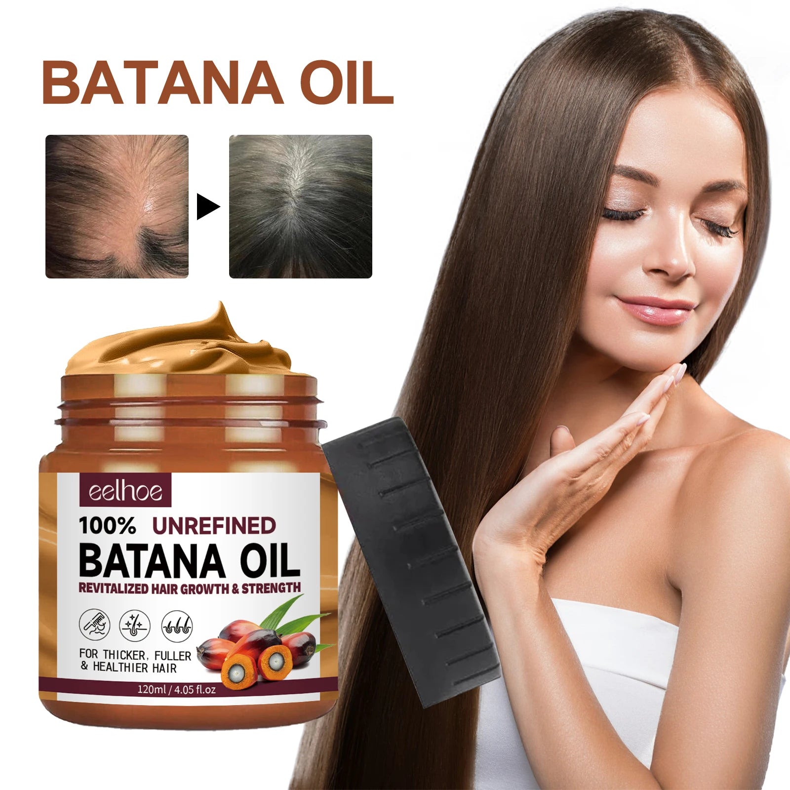 Batana Oil Hair Conditioner Smoothing Shine Soft Hair Serum Hair Care Smooth Hydrating Repair Damaged Frizzy Dry Hair Treatment