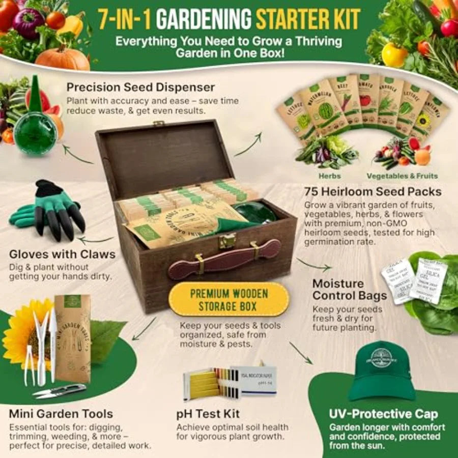 75 Vegetable Greens Seeds Variety Pack Garden Seed Starter Kit - Over 44 700 Non-GMO Heirloom Seeds for Planting Vegetables and