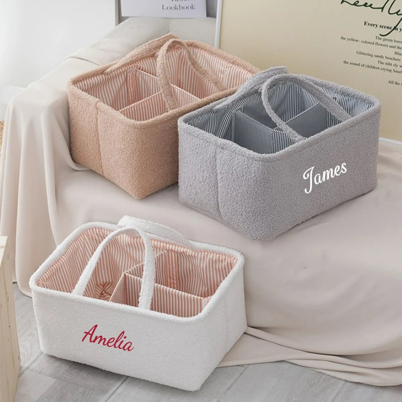 Customized Name Portable Mommy Bag Diaper Bag Feeding Bottle Storage Handbag Multifunctional Baby Products Organizer Basket