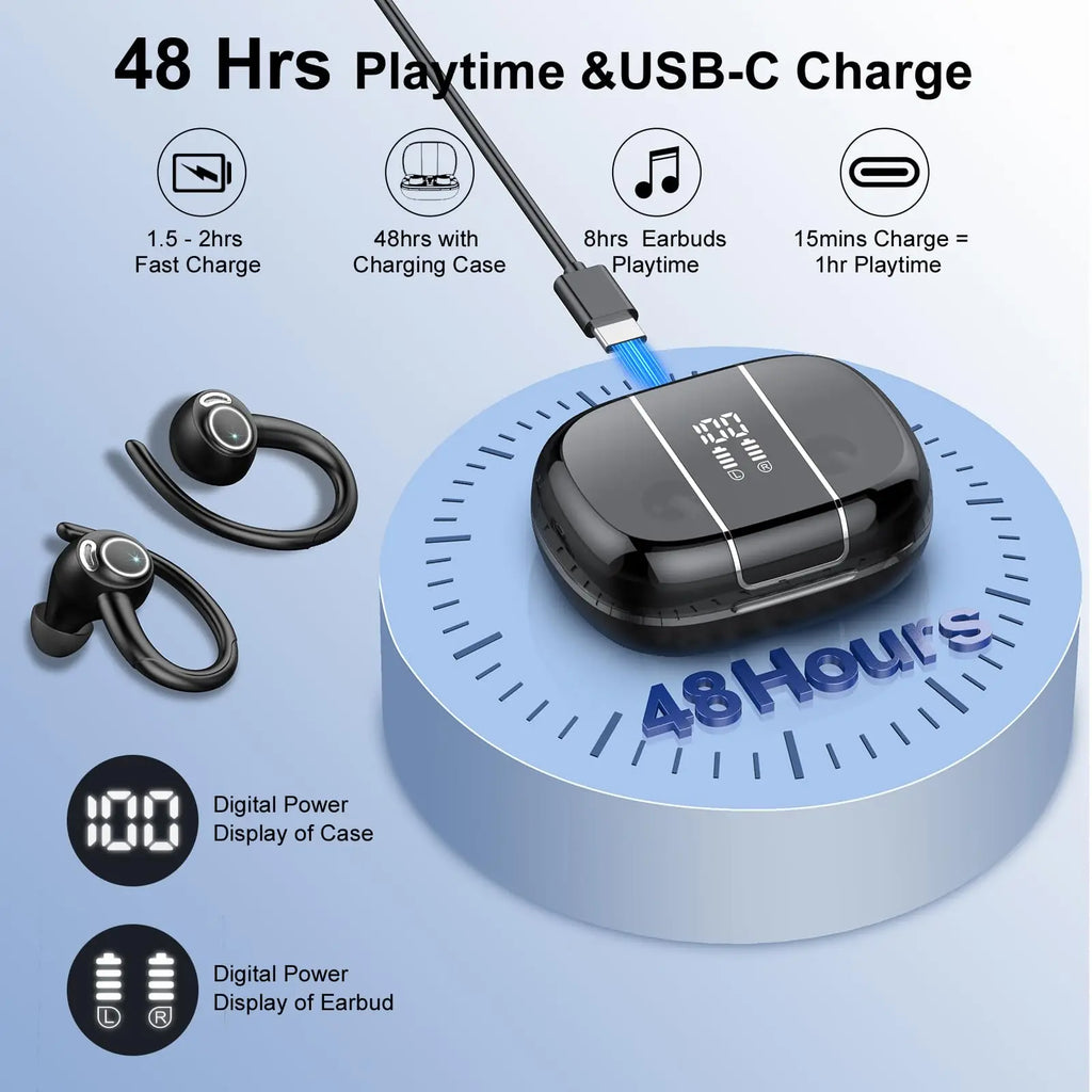 Auriculares Inalámbricos Btootos Sport | 48H | IP7 Impermeable | Mic HD | Bluetooth 5.3 | Running - Firu Total Sales