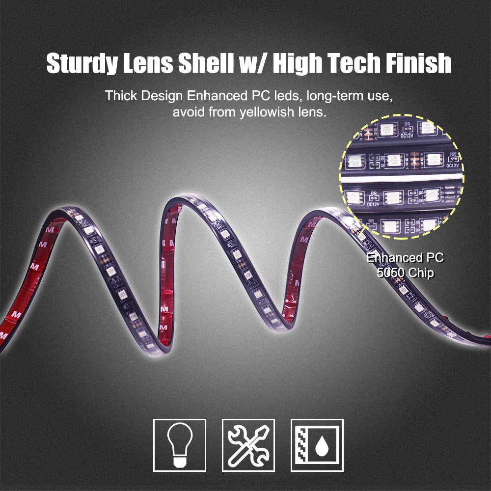 KEVANLY Luces LED RGB Auto 12V | Control por APP | Underglow | Ambiente y Decoración | Silicona | Universal