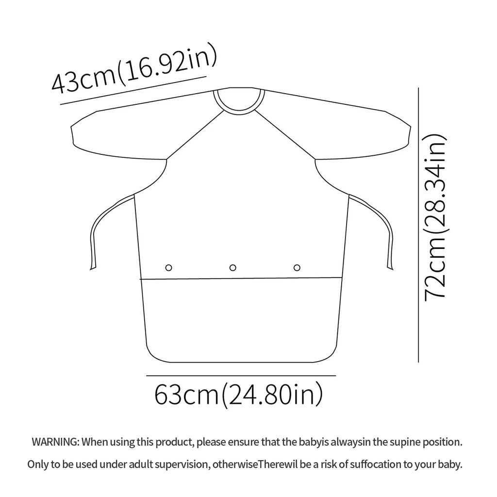 Babero Impermeable de Manga Larga para Bebé | 1-3 Años | Se Fija a Silla y Mesa