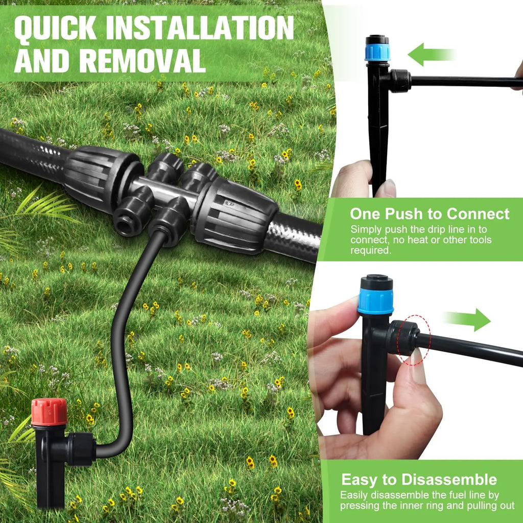 230FT Drip Irrigation System with 40 Nozzles, Adjustable Sprinklers for Garden, Greenhouse & Lawn