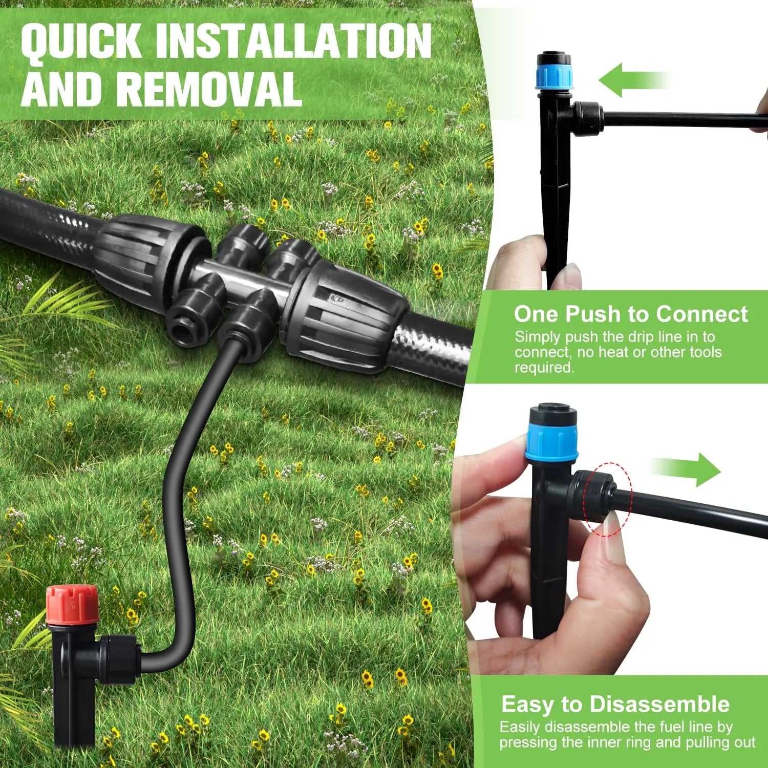 230FT Drip Irrigation System with 40 Nozzles, Adjustable Sprinklers for Garden, Greenhouse & Lawn