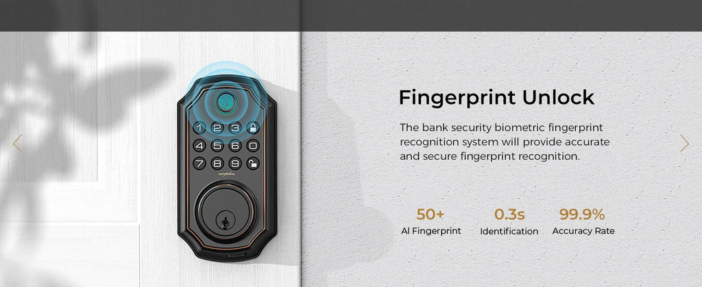 Arpha D280W WIFI Keyless Entry Door Lock 5-in-1 Smart Fingerprint Deadbolt w/ Keypad Electronic Deadbolt Auto-Lock One Touch Loc