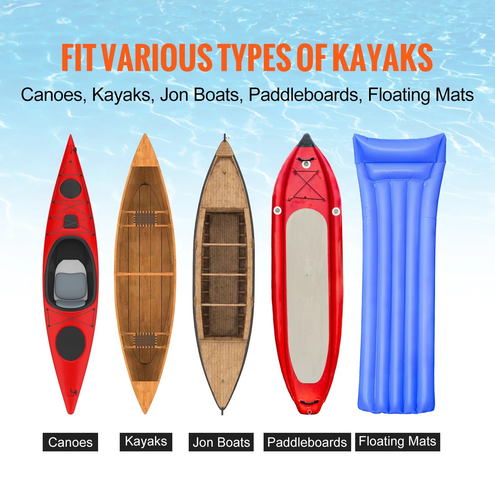 SucceBuy Kayak Cart 450lbs Detachable Canoe Trolley Cart with 12'' Tires Adjustable Width for Paddleboards Float Mats Jon Boats