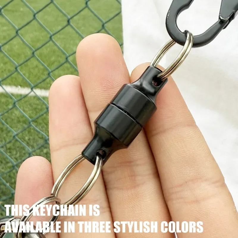 6/1Pairs Magnetic Mini Keychains Double Loops Hook Carbon Steel Anti-loss Car Keys Necklace Hanging Holders Magnets Storage Tool