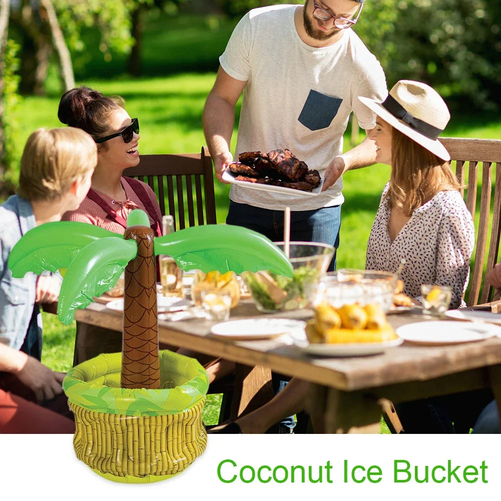 1/2PCS Inflatable Palm Tree Ice Bucket Bear Cooler Drink Holder Hawaiian Birthday Decoration Summer Beach Pool Party Accessories